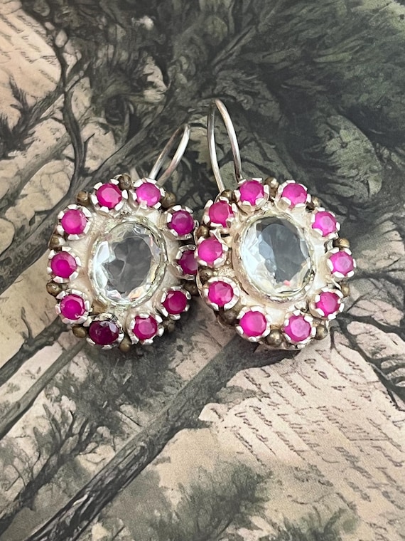 Ruby Surrounding clear transparent white stone Ea… - image 17