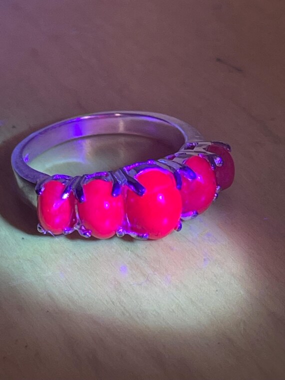 Star Ruby five (5) stone ring on 925 Sterling Sil… - image 3