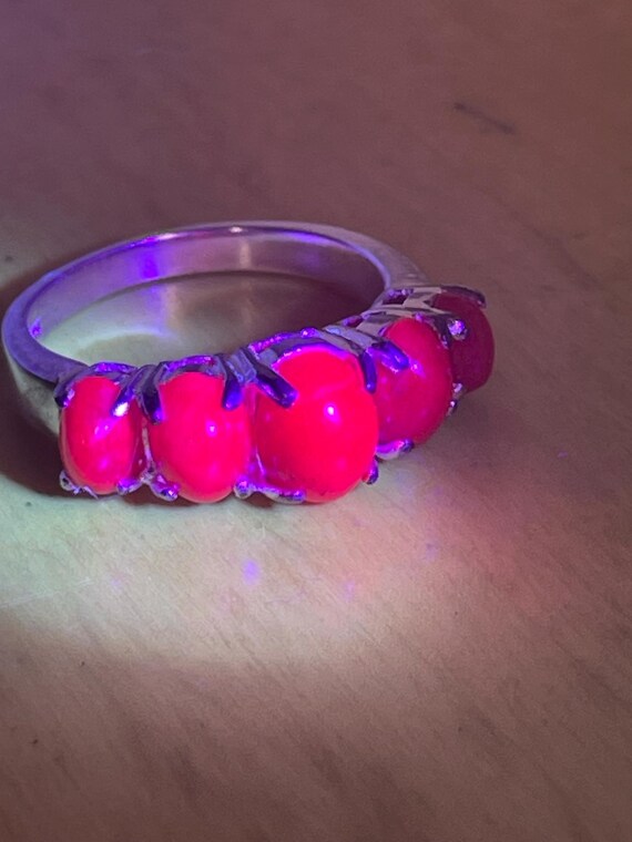 Star Ruby five (5) stone ring on 925 Sterling Sil… - image 8