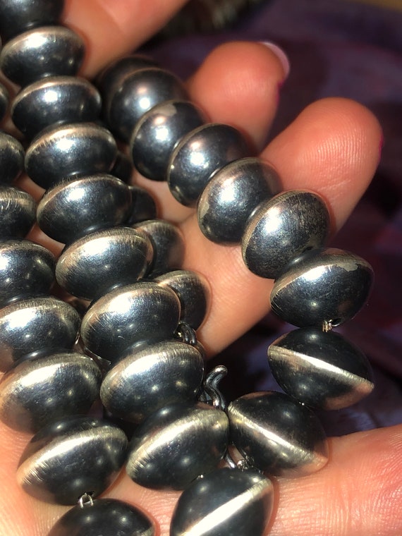 Benchmade Navajo Necklace Sterling Navajo pearls … - image 1