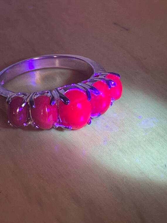 Star Ruby five (5) stone ring on 925 Sterling Sil… - image 5