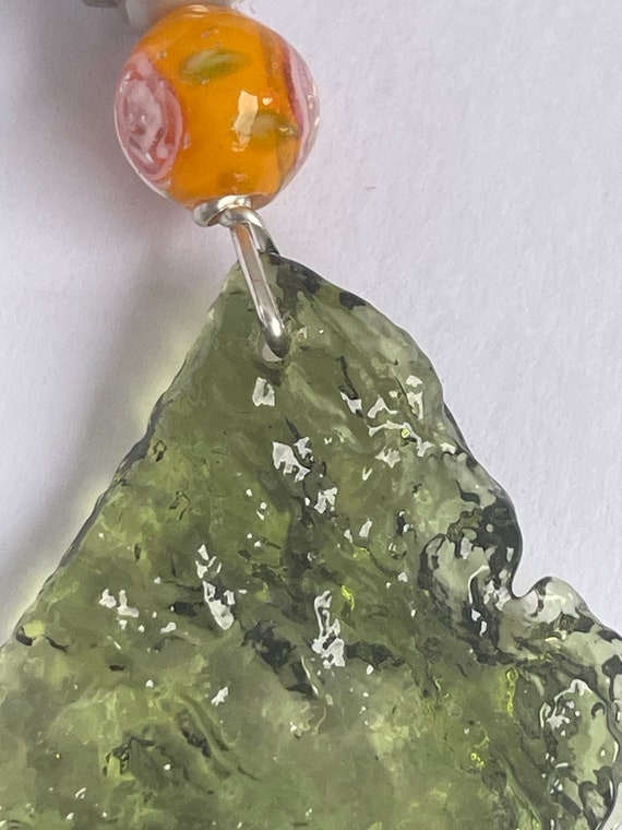 Large piece of green Moldavite, and sterling silv… - image 2