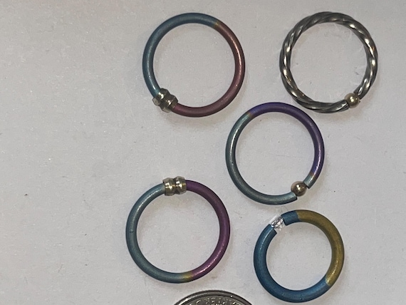 Five stackable rings lot titanium and beautiful d… - image 11