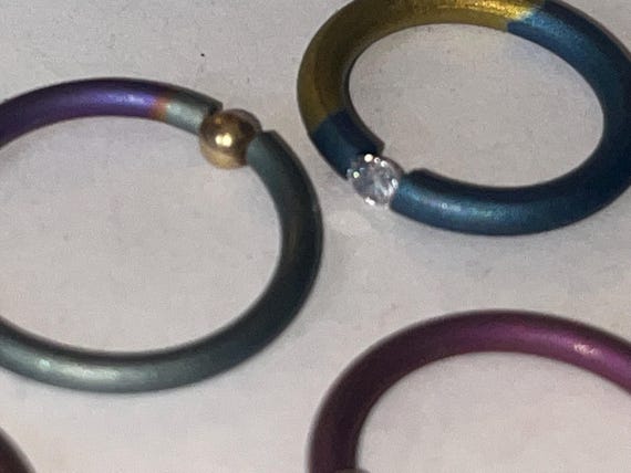 Five stackable rings lot titanium and beautiful d… - image 4