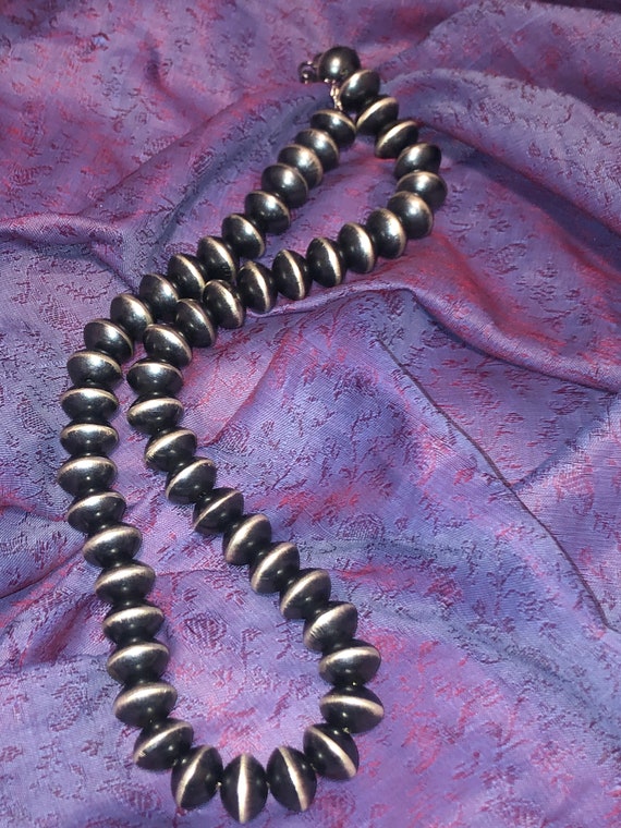 Benchmade Navajo Necklace Sterling Navajo pearls … - image 8