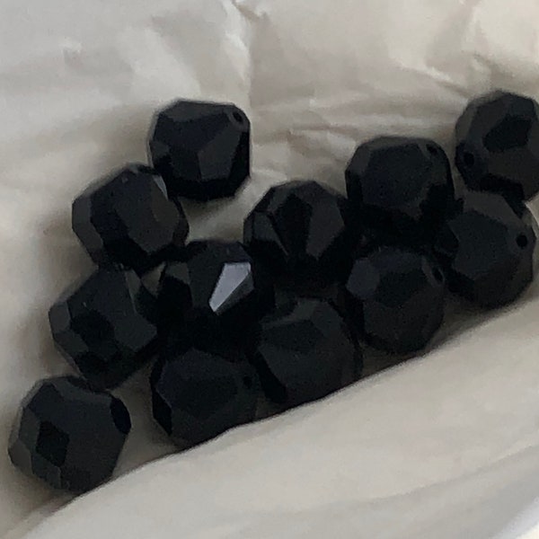 SWAROVSKI Crystal Juego de 12 cuentas poligonales grandes negras planas de 12 mm