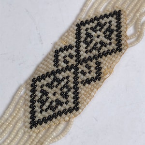 Black & milky glass Hand beaded Antique choker 1920’s