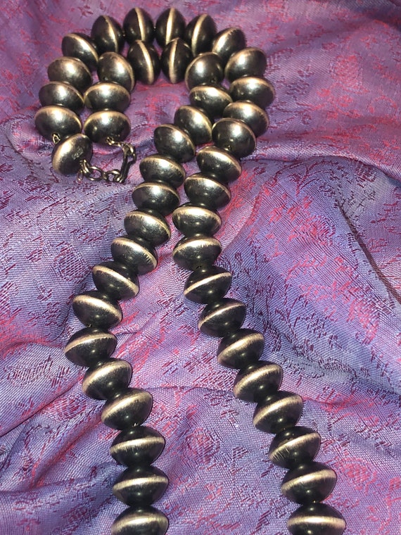 Benchmade Navajo Necklace Sterling Navajo pearls … - image 4