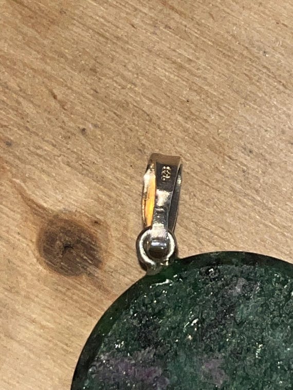 Sterling silver tab Ruby Zoisite pendant large ro… - image 10
