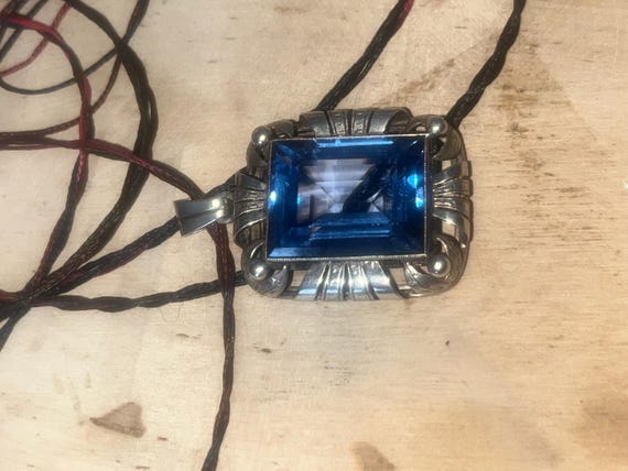 Teal blue SAPPHIRE Large rectangular step cut fac… - image 9