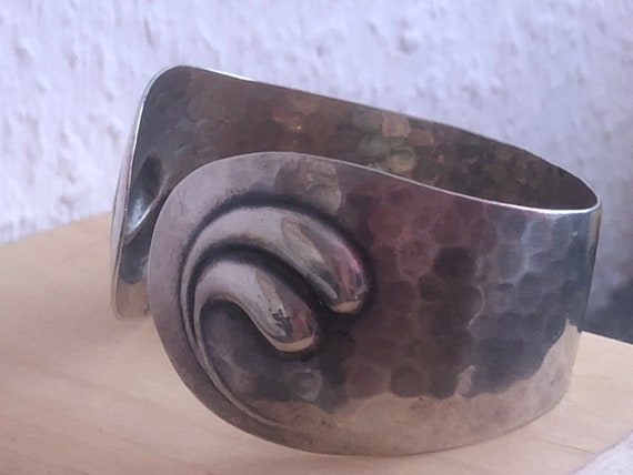 800 silver cuff bracelet brutalist style with quo… - image 5