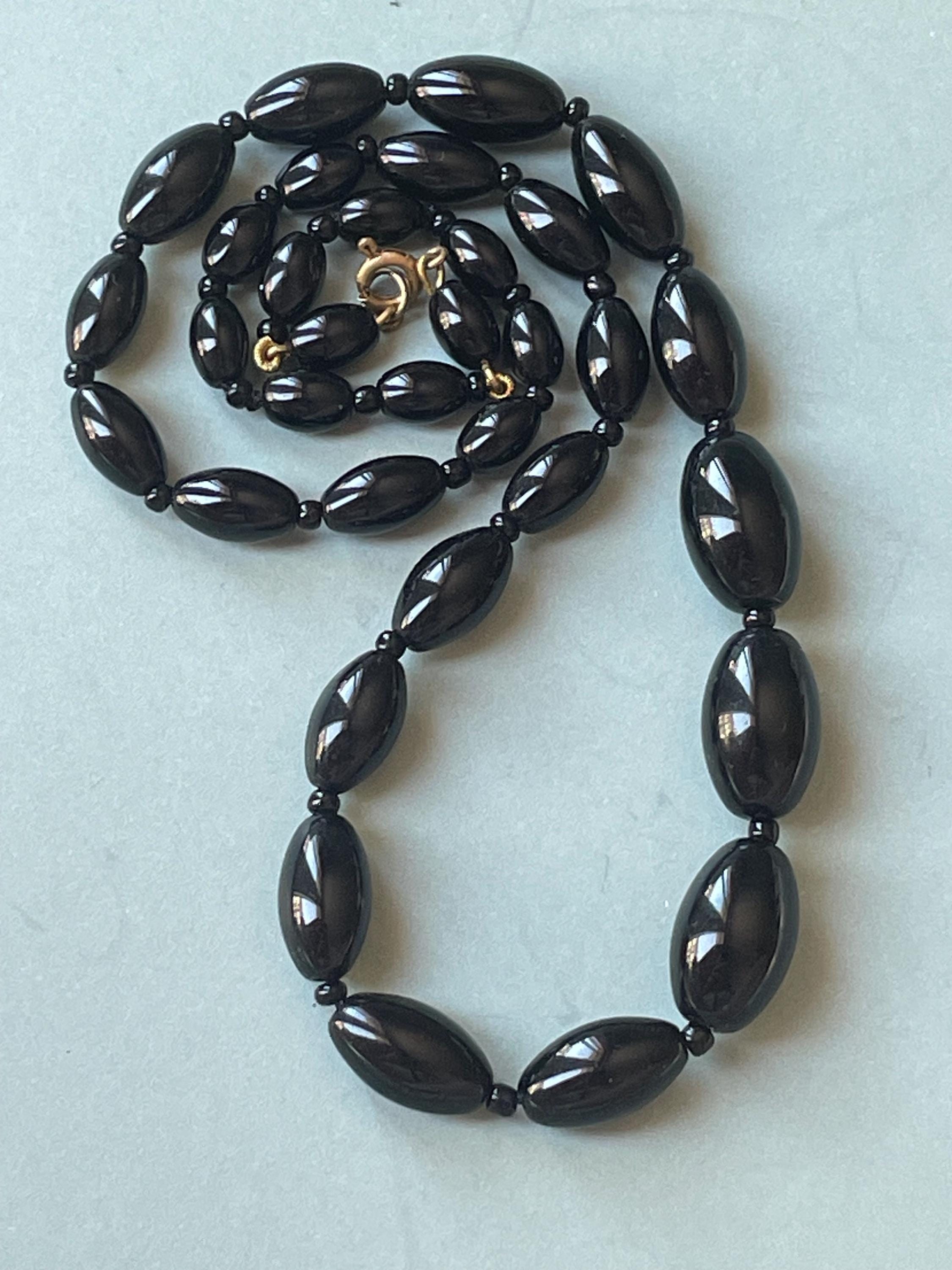 Collier Ancien En Perles De Jais - Années 20-40 - Style Vintage - Fermoir Fonctionnel