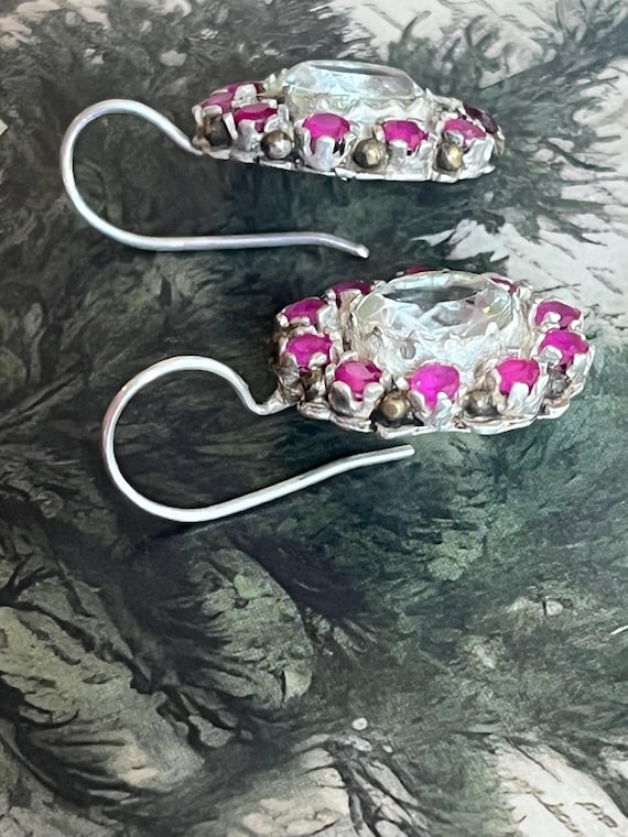 Ruby Surrounding clear transparent white stone Ea… - image 10