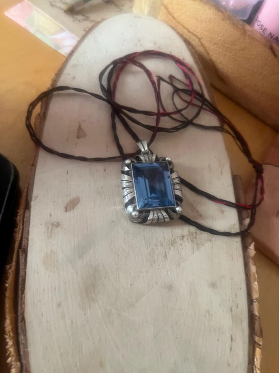 Teal blue SAPPHIRE Large rectangular step cut fac… - image 2