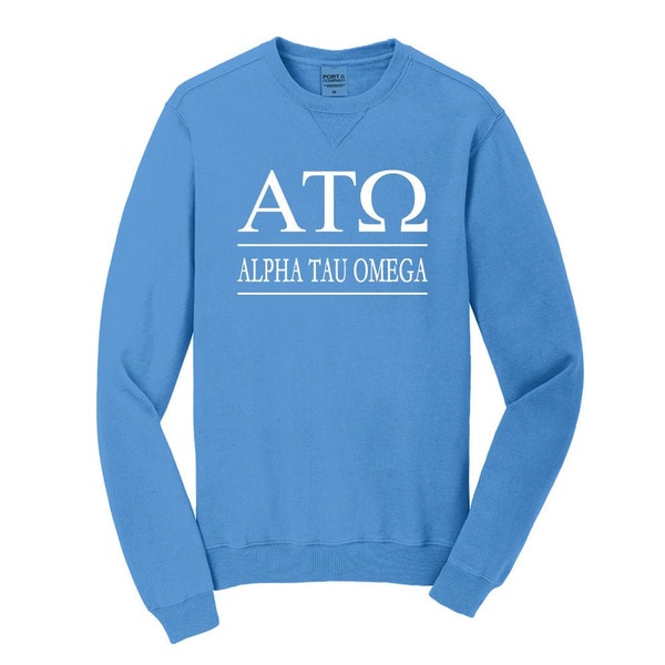 Alpha Tau Omega Sweatshirt, Alpha Tau Omega Rundhals-Sweatshirt, Pigment gefärbt Sweatshirt, Alpha Tau Omega Rundhalsausschnitt, Vintage waschen