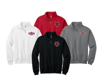 Arkansas State Redwolves Quarter Zip Sweatshirt: Embroidered Pullover