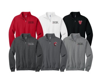 University of Tampa, Quarter Zip Sweatshirt Embroidered with Choice of University of Tampa Logos, University of Tampa Spartans Sweashirt