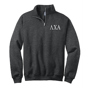 Lambda Chi Alpha, Quarter Zip Sweatshirt, Embroidered QZip Cadet Collar Sweatshirt, 1/4 Zip