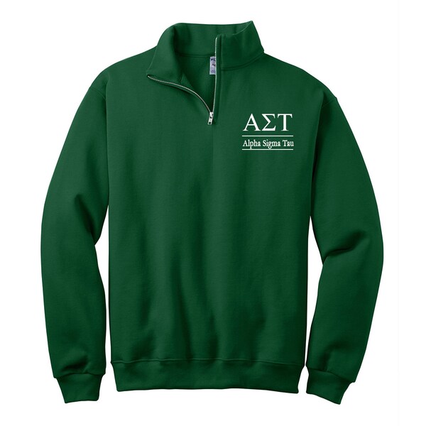 Alpha Sigma Tau, Quarter Zip Sweatshirt, AST Sorority Embroidered QZip Cadet Collar Sweatshirt, 1/4 Zip Pullover, Pledge Gift