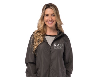 Kappa Alpha Theta, Zip Up Windbreaker, Kappa Alpha Theta Windbreaker Jacket, KAT Jacket, KappaAlphaTheta Hoodie, KAT Windbreaker Jacket