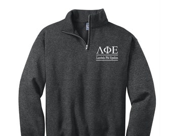 Lambda Phi Epsilon, Quarter Zip Sweatshirt, Embroidered QZip Cadet Collar Sweatshirt, LPhiE 1/4 Zip