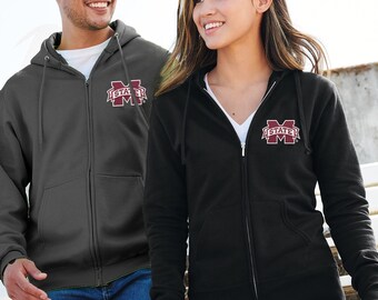 Embroidered Mississippi State Full Zip Hoodie: Officially Licensed
