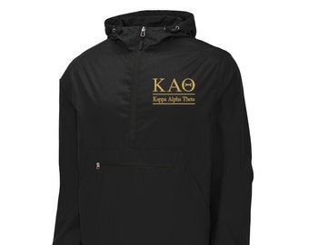 Kappa Alpha Theta, Windbreaker, Packable Quarterzip Anorak, Lightweight Pack and Go Windbreaker, Theta Sorority Windbreaker