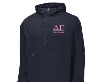 Delta Gamma, Windbreaker, Packable Quarterzip Anorak, Lightweight Pack and Go Windbreaker, Delta Gamma Sorority Windbreaker