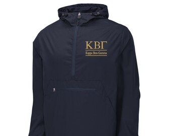 Kappa Beta Gamma, Windbreaker, Packable Quarterzip Anorak, Lightweight Pack and Go Windbreaker, KBG Sorority Windbreaker