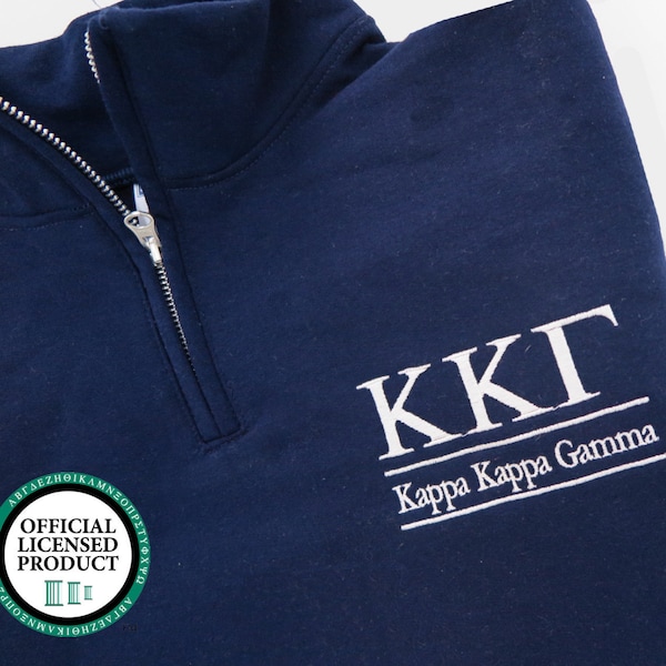 Kappa Kappa Gamma, Quarter Zip Pullover, KKG Sorority cadet fleece pullover, Kappa Spirit wear, Pledge Gifts