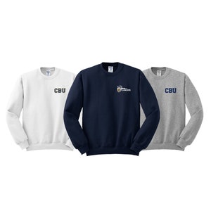 California Baptist University, Embroidered Crewneck Sweatshirt, CBU Pullover, Apparel Clothing, Lancers Spirit Wear Merch Graduation Gifts