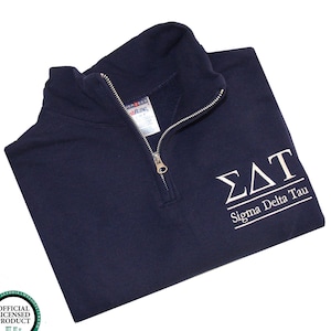 Sigma Delta Tau, Quarter Zip Sweatshirt, Embroidered QZip Cadet Collar Sweatshirt, 1/4 Zip image 1