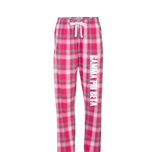 Gamma Phi Beta, Flannel Pajama Pants, Theta Sorority Sleepwear Loungewear, Comfy Pjs Sleep Bottoms, Spirit Wear Swag Merch Gear Pledge Gifts