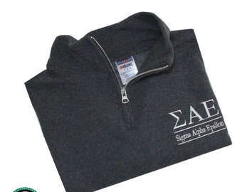 Sigma Alpha Epsilon, Quarter Zip Sweatshirt, Embroidered QZip Cadet Collar Sweatshirt, 1/4 Zip