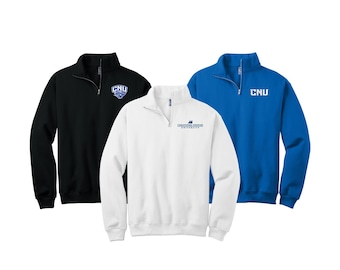 Christopher Newport University,  Sweatshirt Quarter zip Pullover Embroidered with choice of CNU Captain Design