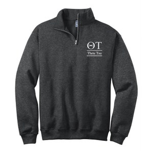 Theta Tau Quarter Zip Sweatshirt Embroidered Qzip Cadet - Etsy