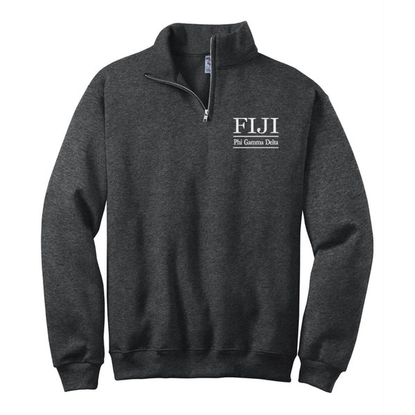 Phi Gamma Delta, Quarter Zip Sweatshirt, Embroidered QZip Cadet Collar Sweatshirt, 1/4 Zip