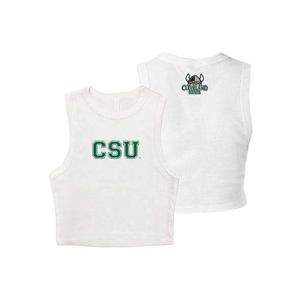 Cleveland State University Tank Top, CSU Vikings Cropped Tank, Crop Shirt, white out game day t-shirts tees, Merch swag spirit wear