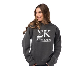 Sigma Kappa, Sweatshirt,  Sigma Kappa Crew Neck Sweatshirt, Pigment Dyed Sweatshirt, SK Crew Neck, SigmaKappa Top