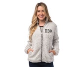 Pi Beta Phi Sherpa Full Zip Jacket, Pi Beta Phi Sherpa Sweatshirt, Pi Beta Phi Coat, Pi Beta Phi Sorority, PiPhi Sherpa Track Jacket