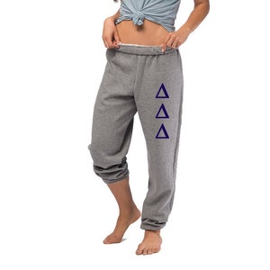Delta Delta Delta Sweatpants, Joggers Lounge Pants, Tri Delta Sweats, Tri Delta Sweatsuit, Sorority Apparel clothing gifts for pledges swag