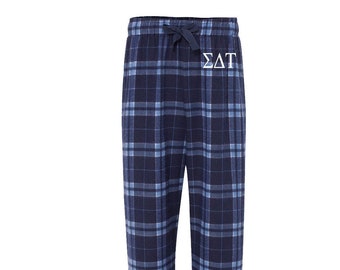 Sigma Delta Tau Flannel Pajama Pants (S 2-6, Columbia Blue) at