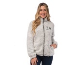 Sigma Alpha Sherpa Full Zip Jacket, Sigma Alpha Sherpa Sweatshirt, Sigma Alpha Coat, Sigma Alpha Sorority, Sigma Alpha Sherpa Track Jacket