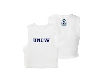 UNCW Seahawks Cropped Tank Top: White Out Game Day Shirt