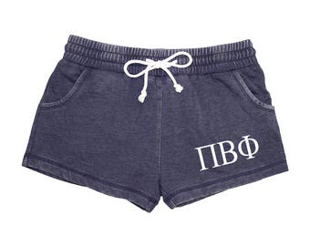 Pi Beta Phi, Rally Shorts - Pi Phi Sorority Loungewear Clothing - Vintage Feel Sweats - Big Little reveal gift - Bid Day Pledge Gifts