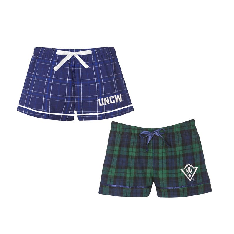 UNCW Seahawks Flannel Boxer Shorts: Embroidered Spirit Wear image 1
