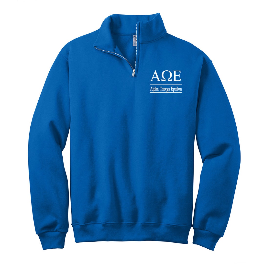Alpha Omega Epsilon, Quarter Zip Sweatshirt, Embroidered