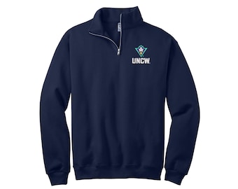UNCW Quarter-Zip Sweatshirt: Embroidered Seahawks Apparel