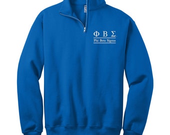 Phi Beta Sigma Quarter Zip Sweatshirt: Embroidered Cadet Collar