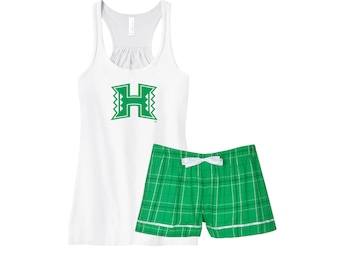 University of Hawaii Pajama Set: Flannel Boxer & Tank Loungewear